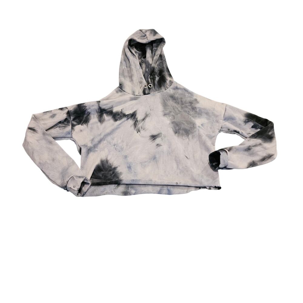 rue21 Blue Black Tie Dye Cropped Hoodie XS Long Sleeve Sweatshirt